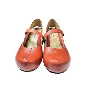 Tsubo Red Leather Slingback Mary Jane Heels Career Shoes Women's Size 8.5